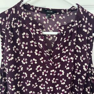 Summer dress, Maroon with flowers, irregular length